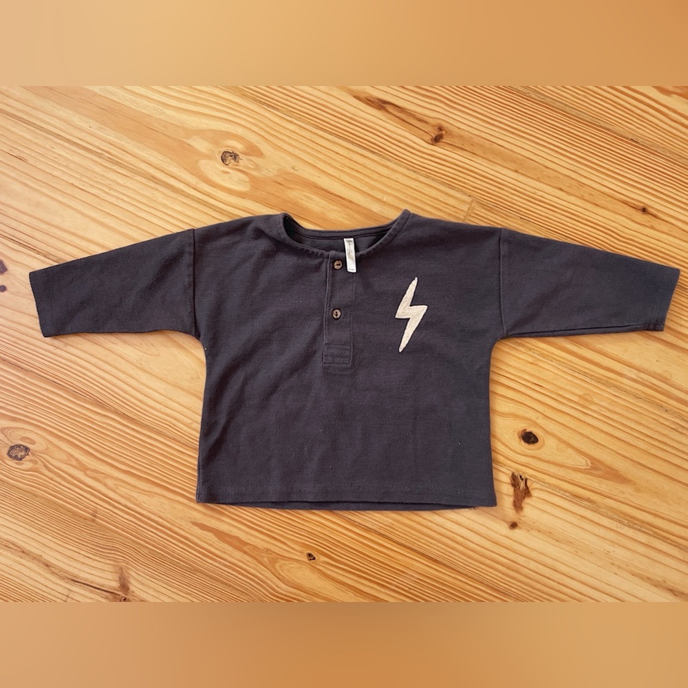 Rylee & Cru Long Sleeve Shirt with Lightning Bolt - Dark Gray